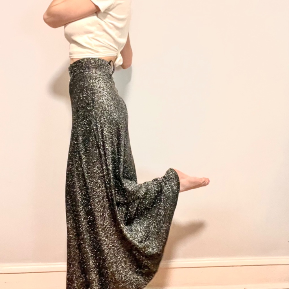 Vintage Sparkly Maxi Skirt High Waisted
